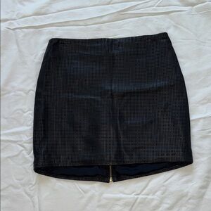 Textured Black Faux Leather Mini Skirt